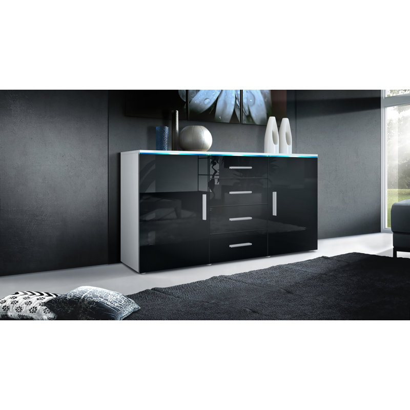 Mccrea 139cm Sideboard, Yes, White matt/Bordeaux red (glossy)