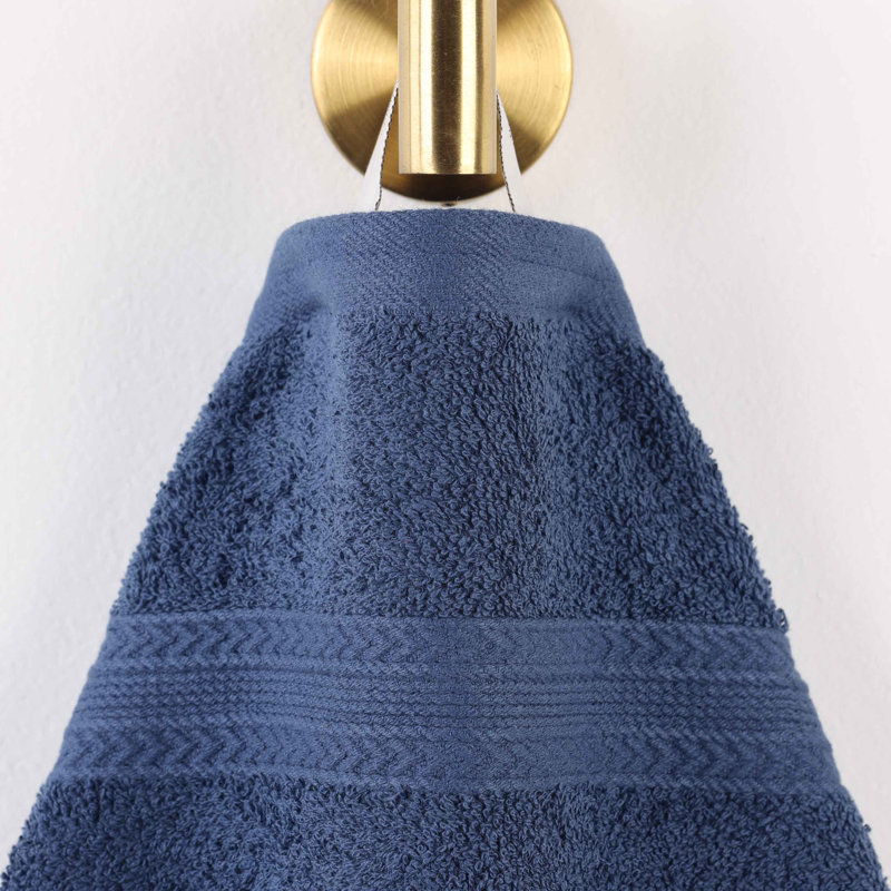 Hannu Eco-Friendly 100% Ringspun Sustainable Cotton Bath Towel Set, Navy Blue
