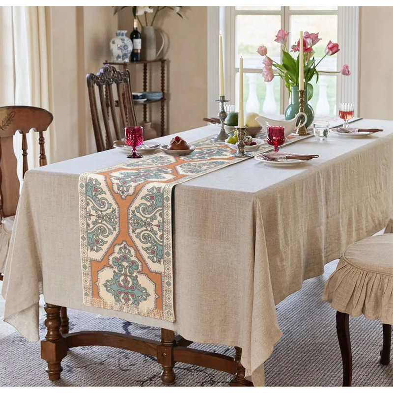 Multicolor Tribal-inspired Ethnic Geometric Cotton Blend Table Runner 14" W X 72" L 