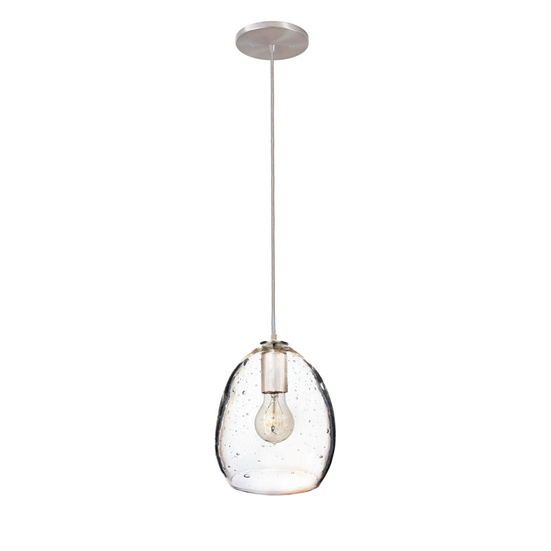 Luminaire suspendu à 1 lumière en forme de goutte, Nickel, Bullé