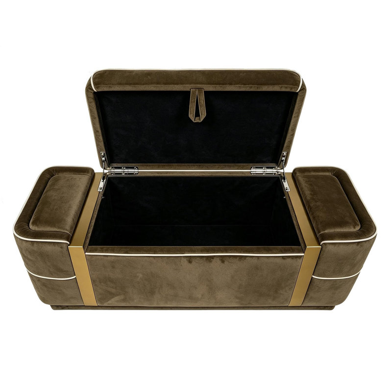 Banc de rangement avec repose-pieds Modern, Brun, Brun
