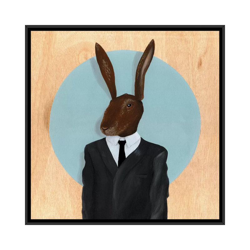 « lapin », impression sur toile tendue, Toile avec cadre noir, H 37 po x l 37 po x P 1,5 po, Pas de tapis