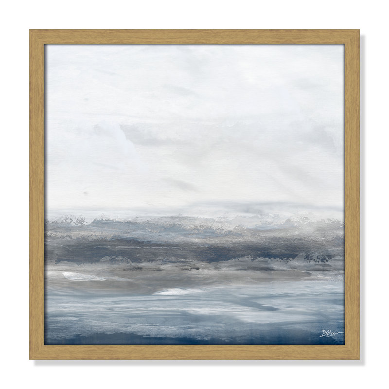 Océan - version carrée par Denise Brown, H 17 po x l 17 po x P 0,75 po, Pas de tapis, Cadre naturel naturel