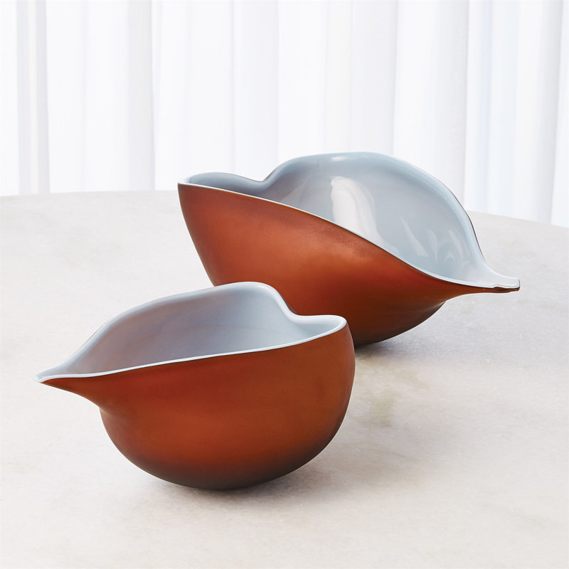 Frosted Bowl w/Casing, 5.5" H x 11" W x 7" D, Blue/Amber