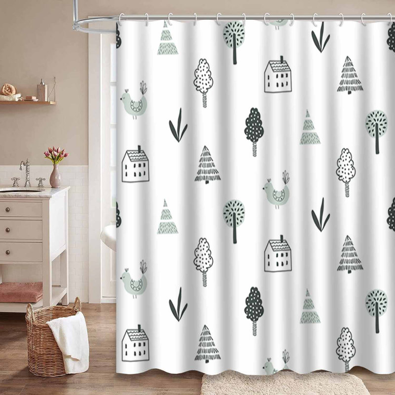 Rideau de douche avec 12 crochets, L 72 po x l 78 po
