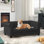 Élégant lit pour animaux de compagnie rectangulaire pour petits et moyens chiens, canapé-lit surélevé durable, canapé pour chien confortable, canapé pour chien en lin moderne et tendance - noir