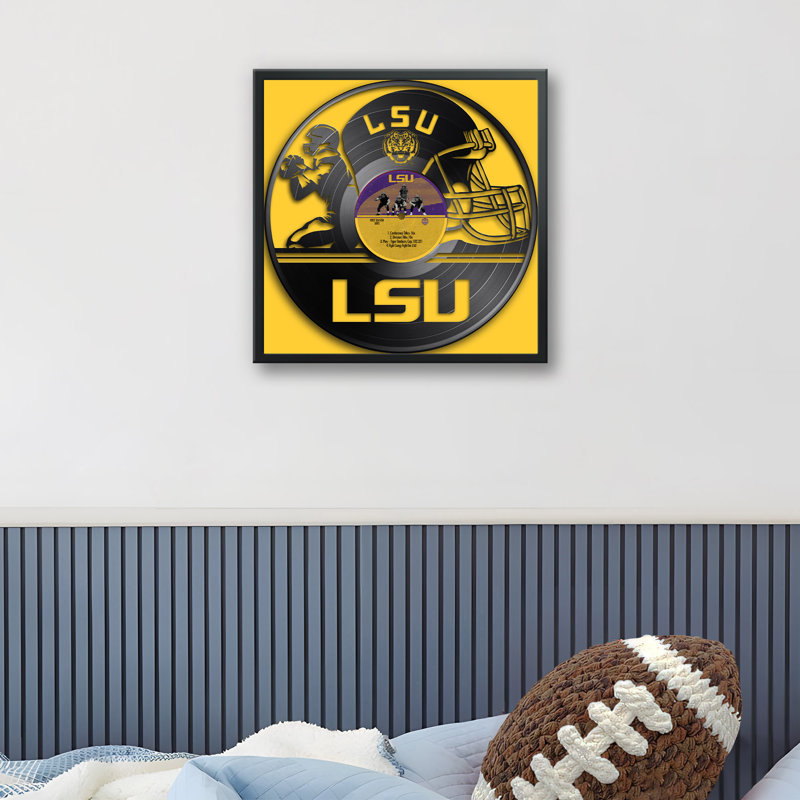 Disque vinyle NCAA-CLC LSU Tigers Football, impression encadrée 13" x 13", NCAA LSU Tigers