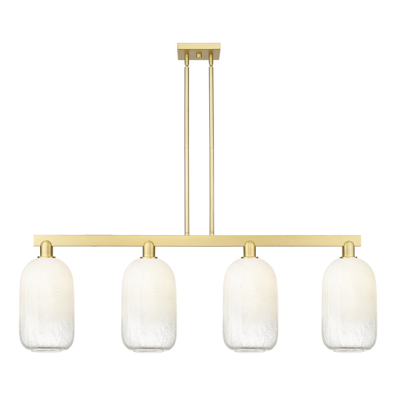 Brookhaven Cloche 4 Light Stem Hung Island Light, Satin Gold, Opal
