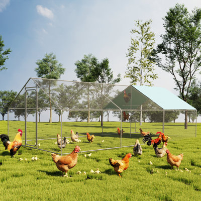 Gooding Metal Chicken Run Coop, Walk-in Poultry Cage with Waterproof & Anti-UV Cover