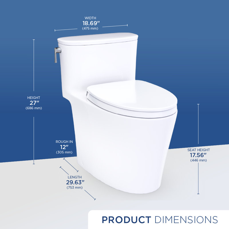 TOTO Aurora One-Piece Elongated 1.28 GPF WASHLET+ and Auto Flush Ready Universal Height Toilet with SS124 SoftClose Seat, Ebony - MS686124CEF#51