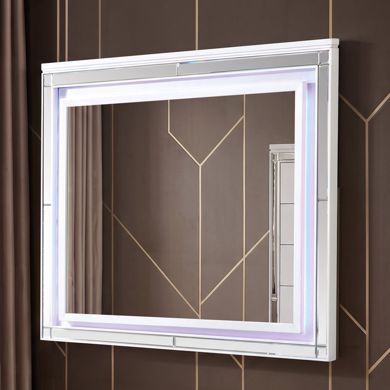 Denard Mirror, White, 42" H x 49" W