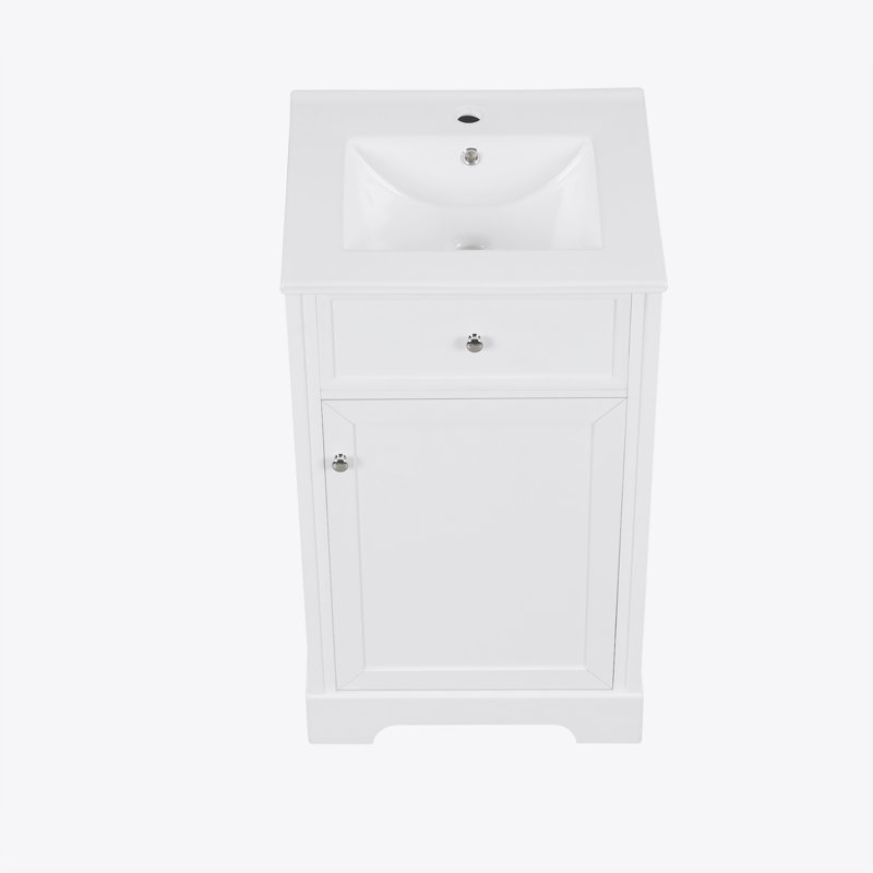 Meuble-lavabo de 20 po avec lavabo, armoire de salle de bain avec porte à fermeture douce, support de rangement et tablette réglable, blanc (ancien numéro de référence: WF531249AAK)