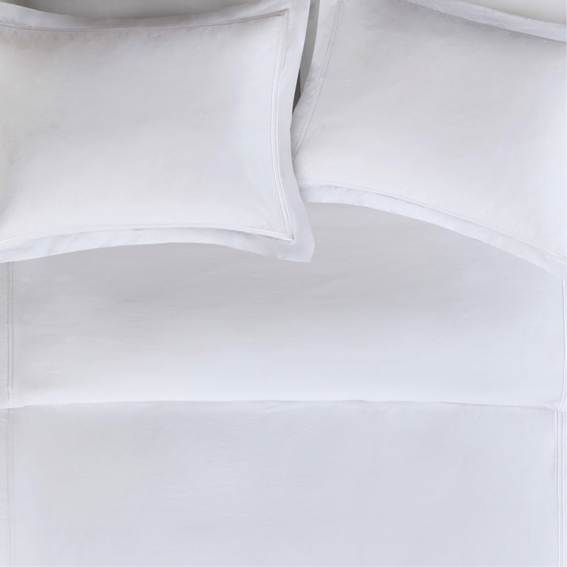 Édredon en coton à densité de tissage 500 fils double / grand, rayures doubles brodées, housse de couette amovible avec fermeture à glissière et literie tranquille double / grand 500Tc, design élégant, poids de 20,93 lb.
