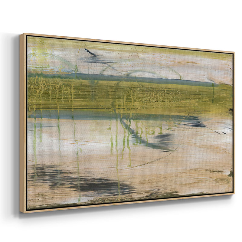 Réflexions aquatiques I, Pas de tapis, H 25 po x l 37 po x P 2 po, Toile avec cadre flottant en bois naturel