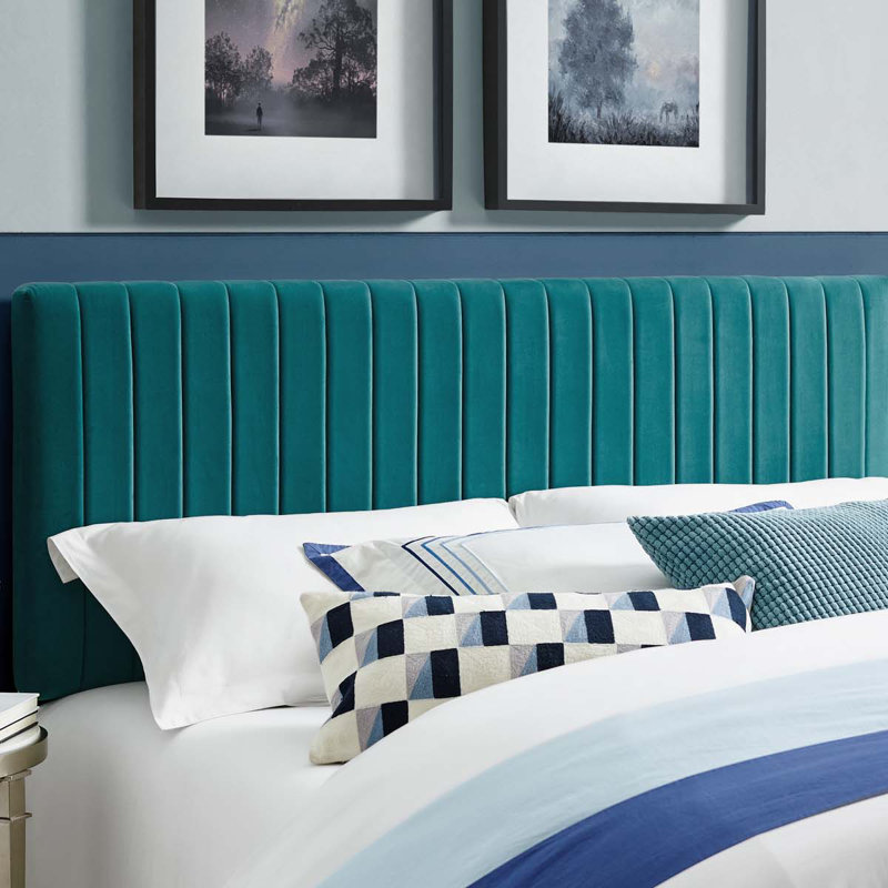 Modway Carson Carrington Stryn Velvet Headboard, Teal Plainweave, King/California King