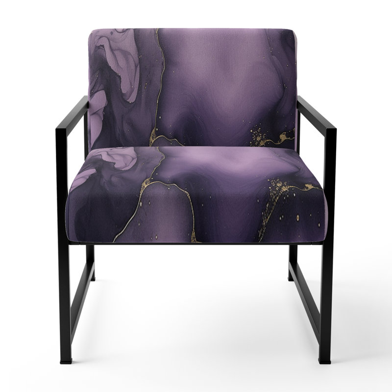 Chaise d'appoint rembourrée abstraite mauve, Noir