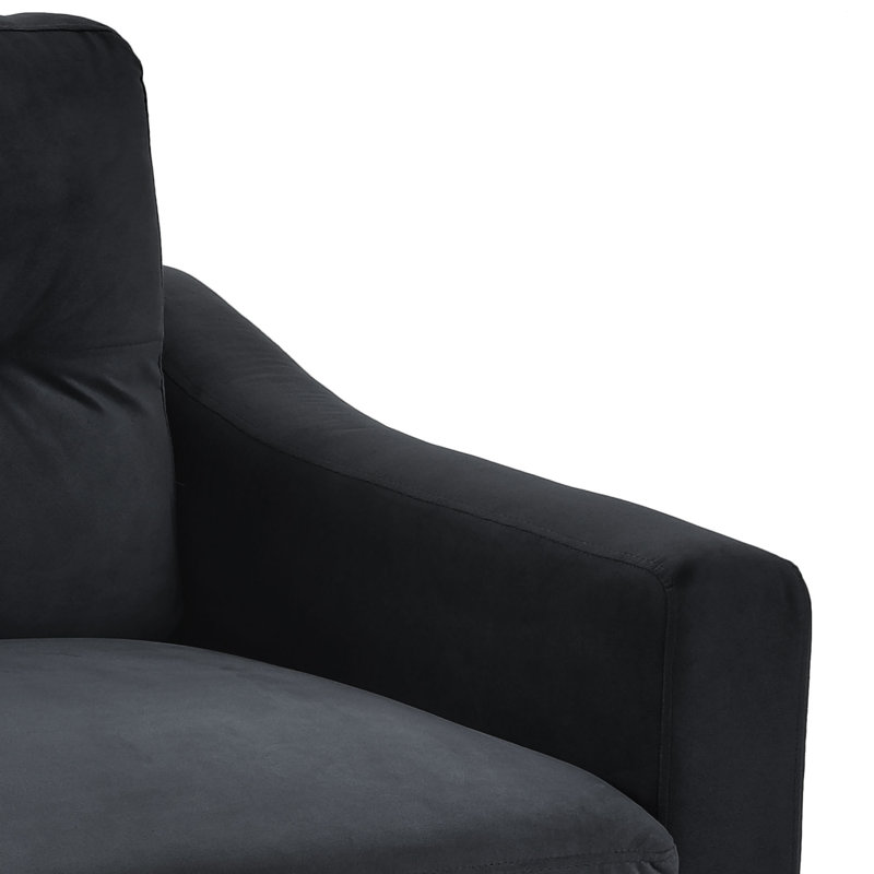 Alexie 54.33'' Velvet Square Arms Loveseat, Black Velvet