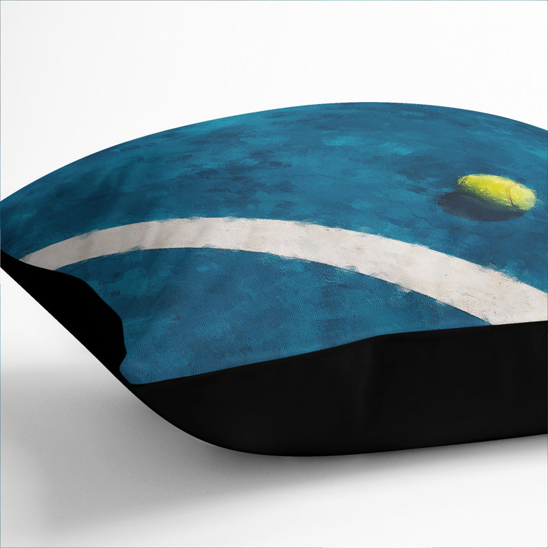 The Tennis Court Scatter Cushion with Filling, 40cm H x 40cm W x 15cm D, Black