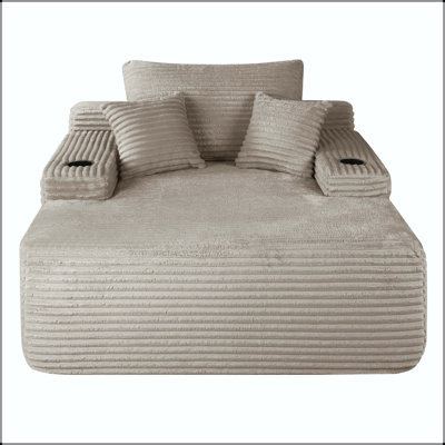 Méridienne convertible avec tissu moelleux, porte-gobelet et aucun assemblage requis