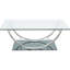 Table basse rectangulaire en verre en forme de U avec une disposition ergonomique pour maximiser l'espace de travail et l'attrait esthétique dans les environnements modernes, avec une finition réfléchissante de 18 pouces de haut et un entretien facile