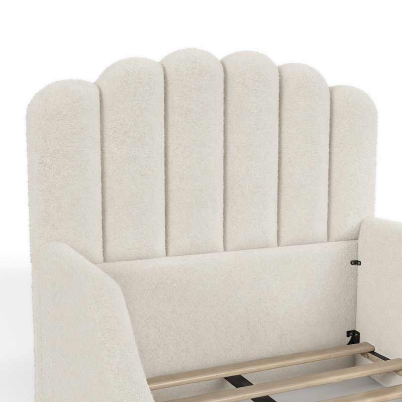 Lit de sol tapissier Teddy, Lit simple, Beige