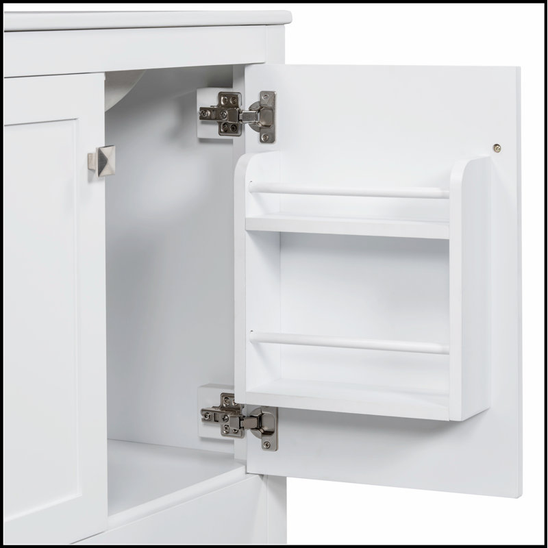 Ensemble de meuble-lavabo blanc 60 po avec double meuble-lavabo, lavabos en céramique et rangement spacieux - Design moderne et fonctionnel pour des salles de bain spacieuses