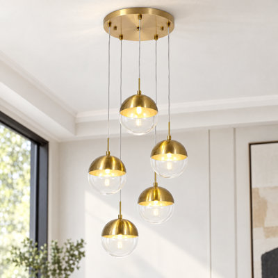 5 - Light Dimmable Globe Cluster Pendant