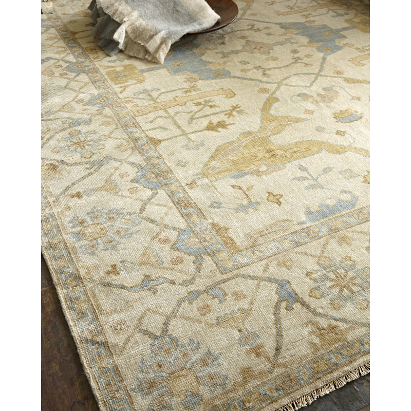 Antique Weave Oushak Oriental Hand-Knotted Wool Area Rug, Rectangle 6' x 9'