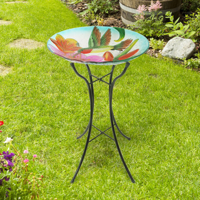 Liviana Outdoor Glass Hummingbird Birdbath