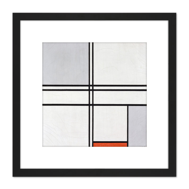 Mondrian Composition No 1 Gray-red Abstract by Piet Mondrian - Single Picture Frame Painting