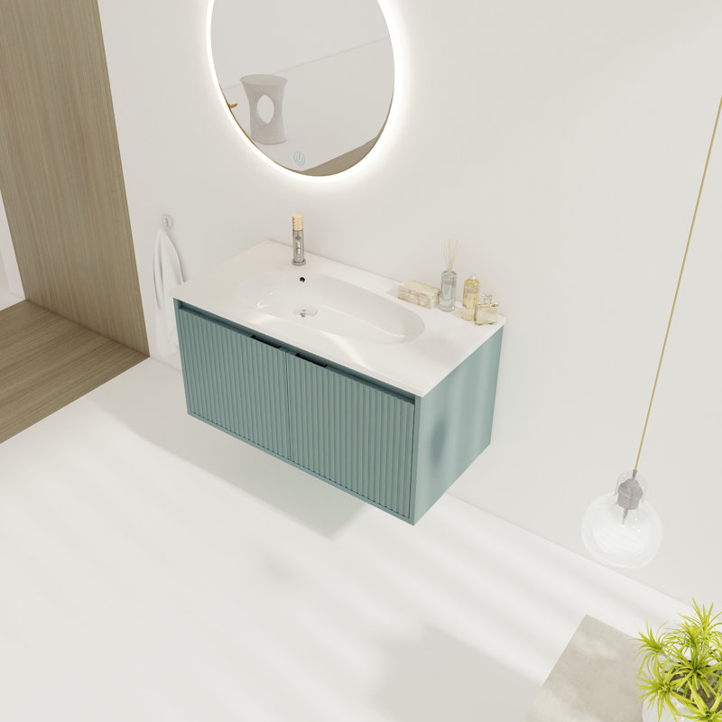Ensemble de meuble-lavabo simple 35,8 po avec plateau en céramique Ivanah