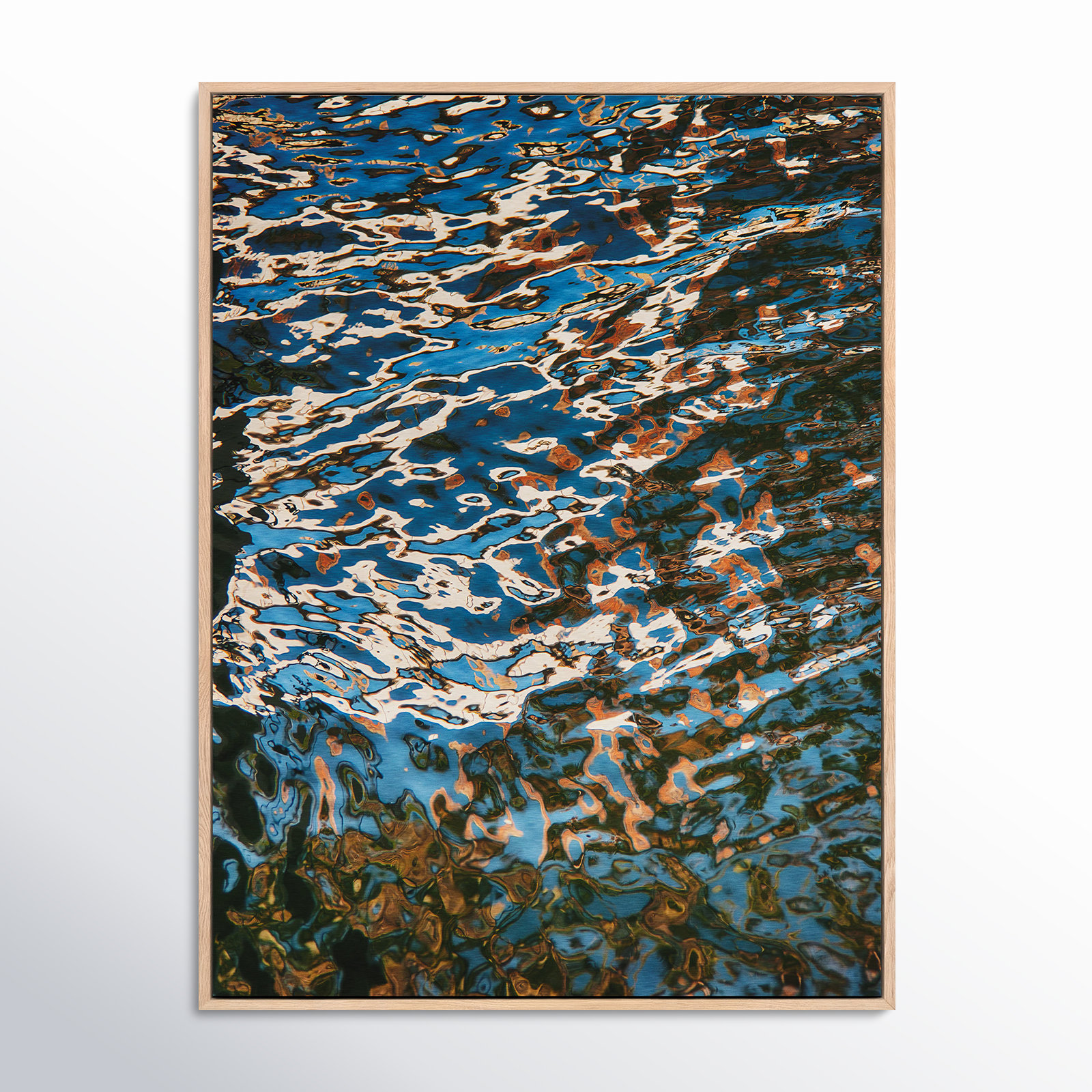 Reflecting Blue by Geoffrey Baris, Light Brown Framed, 24" H x 18" W x 2" D