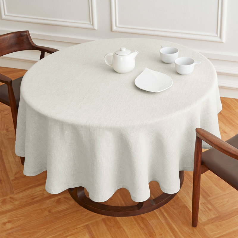Sonoma Light Flax 60" Round Pure Linen Tablecloth