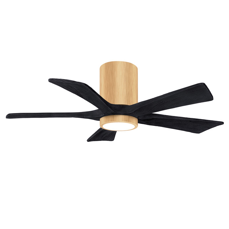 Ventilateur de plafond à 5 pales DEL avec ensemble d'éclairage inclus Irene, Érable clair, 42", Noir mat