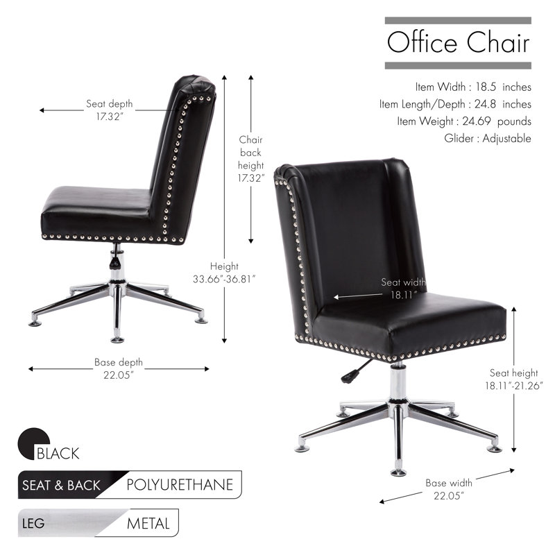 Chaise de travail Brianne, Noir