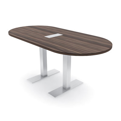 Racetrack Shaped Conference Table with Metal T Base | Electrical Unit