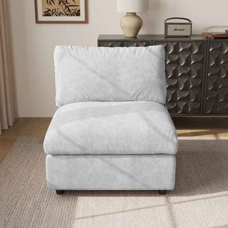 Kessi Slipcovered Armless Chair, Light Gray