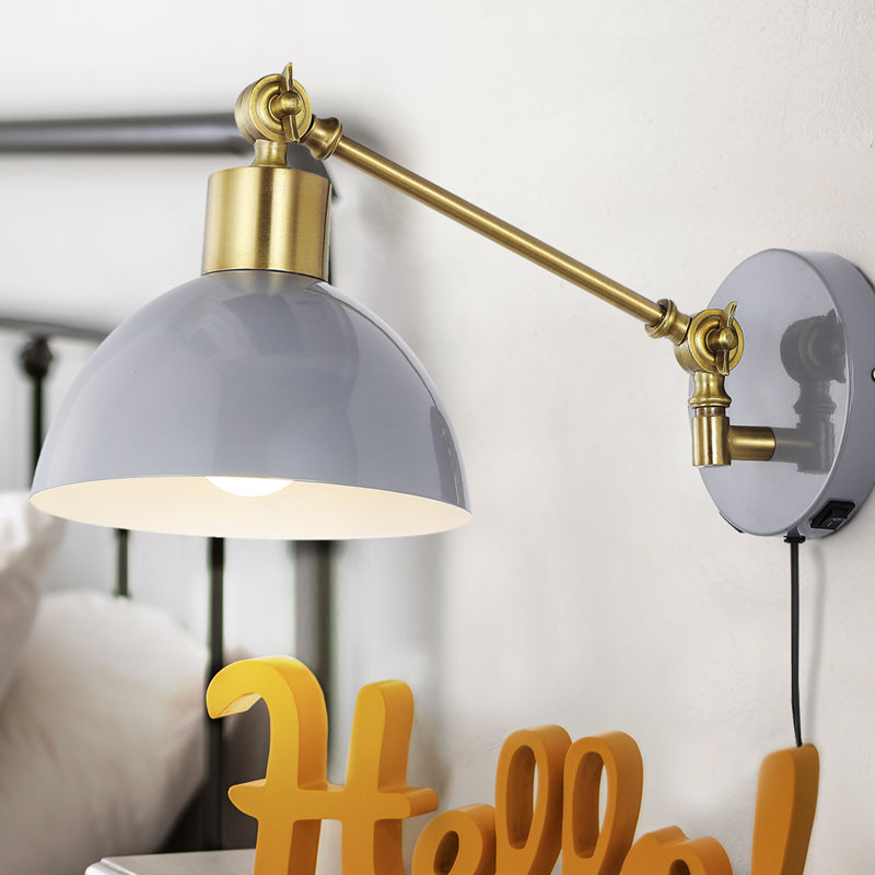 Applique murale articulée en fer avec port de charge USB Cimarron, Gris