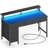 Linze Computer Desk w/ Monitor Shelf, RGB LED Lights, USB Ports & Drawers-776955450-776955451