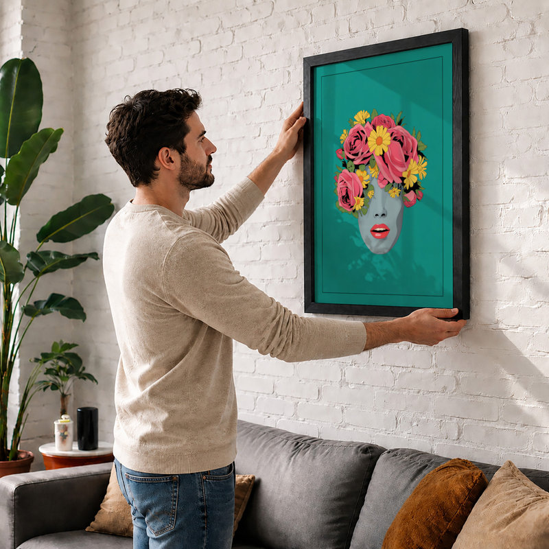 Floral Crown Modern - Print, A1 - 84.1 x 59.4 cm, Oak