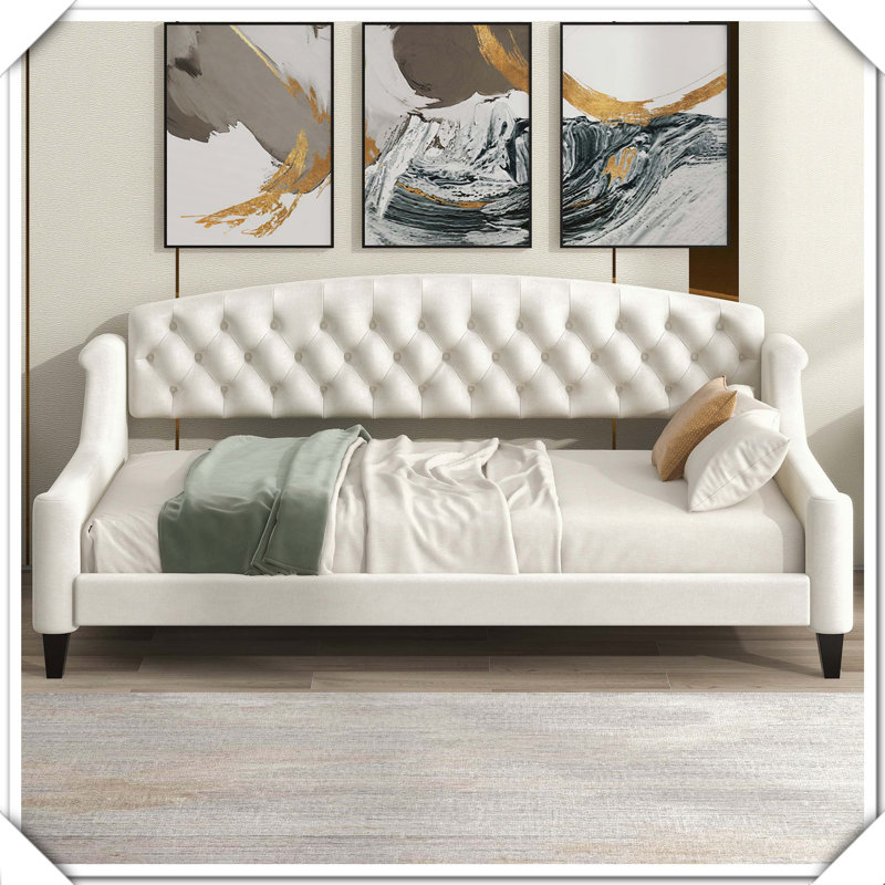 Modern Luxury Tufted Button Daybed Elegant Stylish Compact Design,Twin, Twin, White
