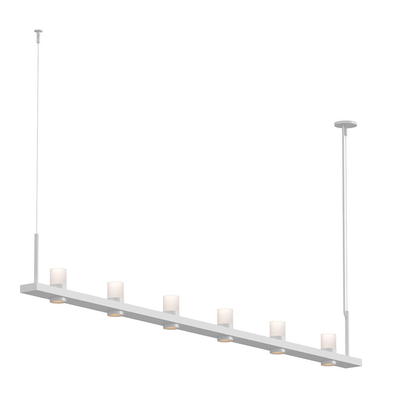 Intervals® 6 - Light LED Kitchen Island Pendant, White, Etched, 11.5" H x 96.25" W x 4"D