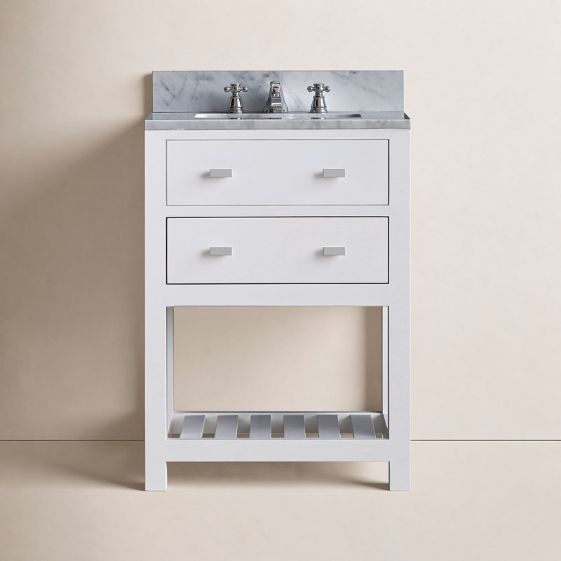 Madalyn 24" Single Sink Bathroom Vanity Set, Solid White, Faucet Included