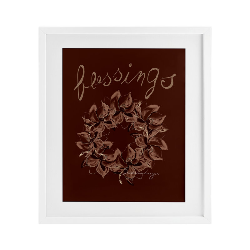 «Blessings Brown Autumn Wreath», reproduction sous verre encadrée, conception de Susan Lugar, H 16 po x l 13 po
