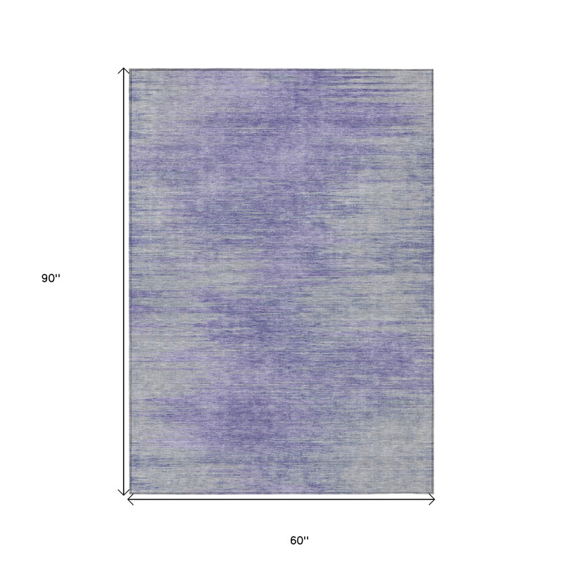 Tapis extérieur lavable abstrait prune et mauve 5 pi x 8 pi