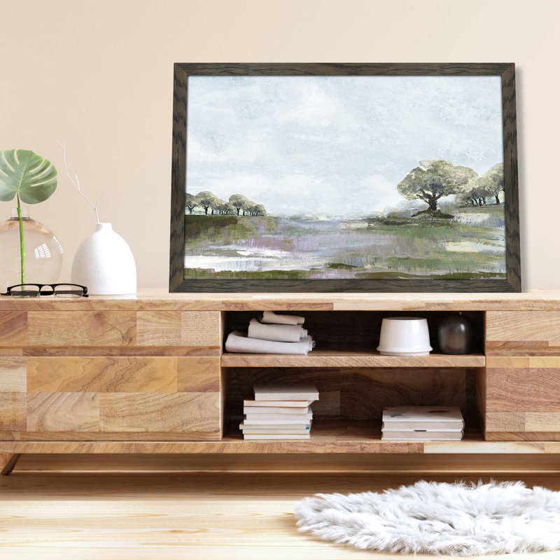 Rusty Blue Sky - peinture, L 39,5 po x H 27,5 po, Cadre noir
