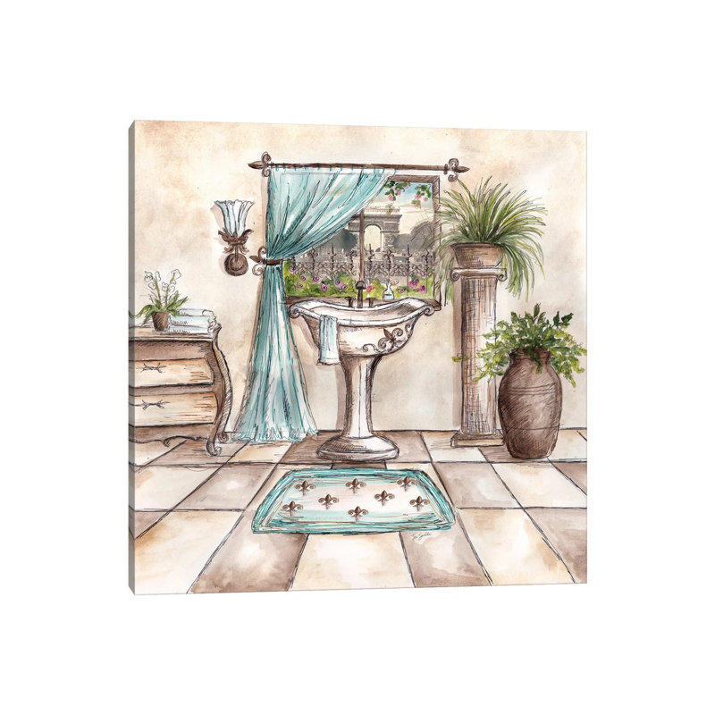 Paris Bath II by Tre Sorelle Studios - Wrapped Canvas Painting, 30.48 cm H x 30.48 cm W