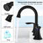 Robinet de lavabo de salle de bain espacé de 8 po noir mat - 2 becs pivotants à 360 ° sur 3 trous, construction résistante aux égratignures, économiseur d'eau, méthode d'installation rapide Résistance aux égratignures à 2 poignées pour lavabo de 8 po, procédé simple-122075520