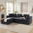 L-Shaped Sectional Sofa Chenille Upholstered Couch with Wooden Storage Compartment & Throw Pillows-2051967323
