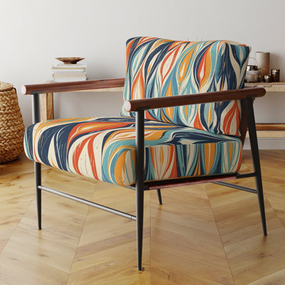 Orange et bleu Botanical Symphony III - Chaise d'appoint rembourrée et chaise moderne